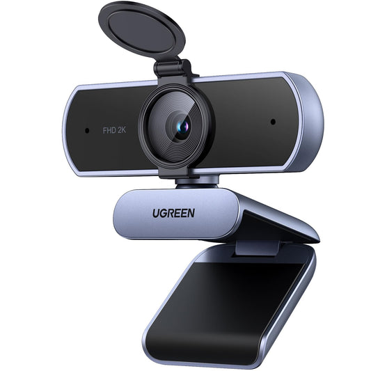 UGREEN Webcam 2K, Webcam mit Mikrofo, Webcam für PC, 80°Sichtfeld, Webcam mit Privacy Cover, Fixfokus, Automatische Lichtkorrektur, Stereo-Sound, Plug & Play, PC Kamera für Windows/MacOS/Zoom/Skype