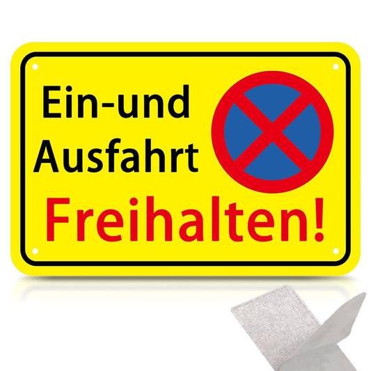 Einfahrt Ausfahrt Freihalten Schilder Metall Aluminium, 30X20 cm,Parken Verboten Schild Eingang Freihalten Auch Gegenüber, Warnschilder Verbotsschilder Zufahrt Freihalten