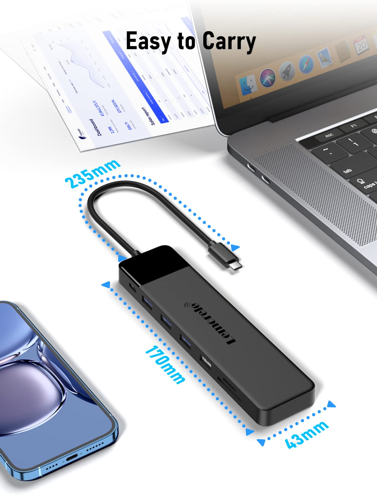 2024 Upgrade Docking Station USB C Hub 3*Display- 14 in 1, Lemorele USB C Dock 2 HDMI Adapter 4K, 3 USB 3.0, 2 USB 2.0, VGA, Type-C 3.0, PD 100W, Audio, SD/TF, für Windows, MacBook, Dell
