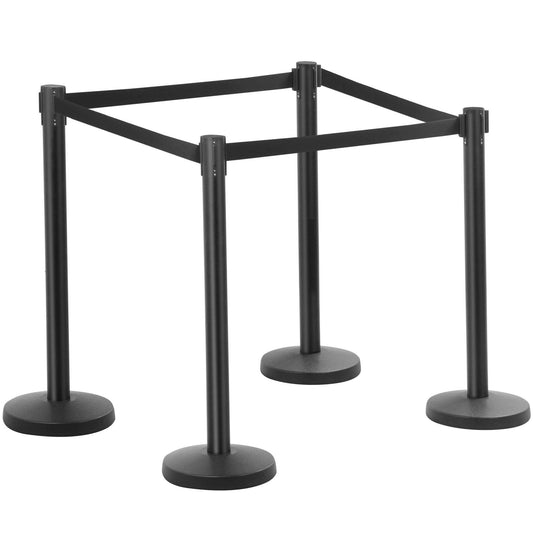 Yaheetech 8 Stück Absperrständer, Personenleitsystem mit Gurtlänge, Absperrband, Absperrpfosten Warteschlange Crowd Control Pfosten, Abgrenzungspfosten