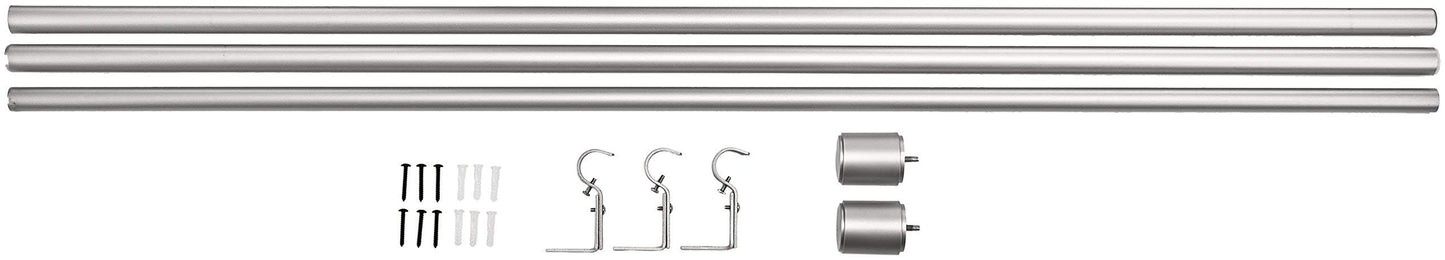 Amazon Basics Ausziehbare Gardinenstange mit Flachem Endstück - Extra Lang, 183 bis 366 cm, für Schlafzimmer, Esszimmer, Wohnzimmer oder Küche, Nickel