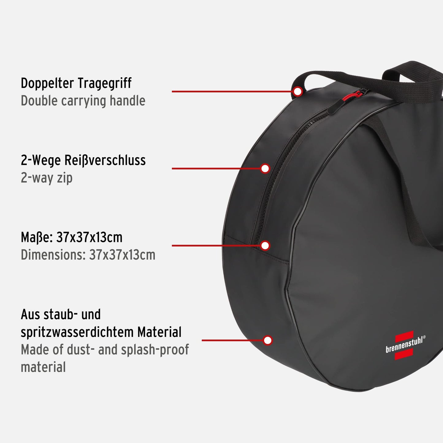 Brennenstuhl Transport- und Aufbewahrungstasche für Verlängerungskabel (Kabeltasche mit doppeltem Tragegriff, Staub- und spritzwasserdicht, abwaschbar, ideal für Campingplatz und Baustelle)