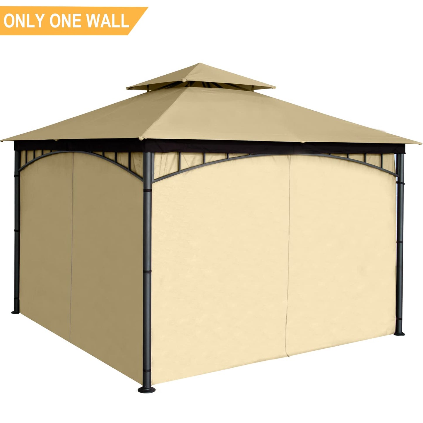 ABCCANOPY Pavillon-Ersatz-Sichtschutzvorhang, 3 x 3 m, Pavillon-Seitenwand, universeller Sichtschutz mit Reißverschluss (Beige, nur 1 Paneel)