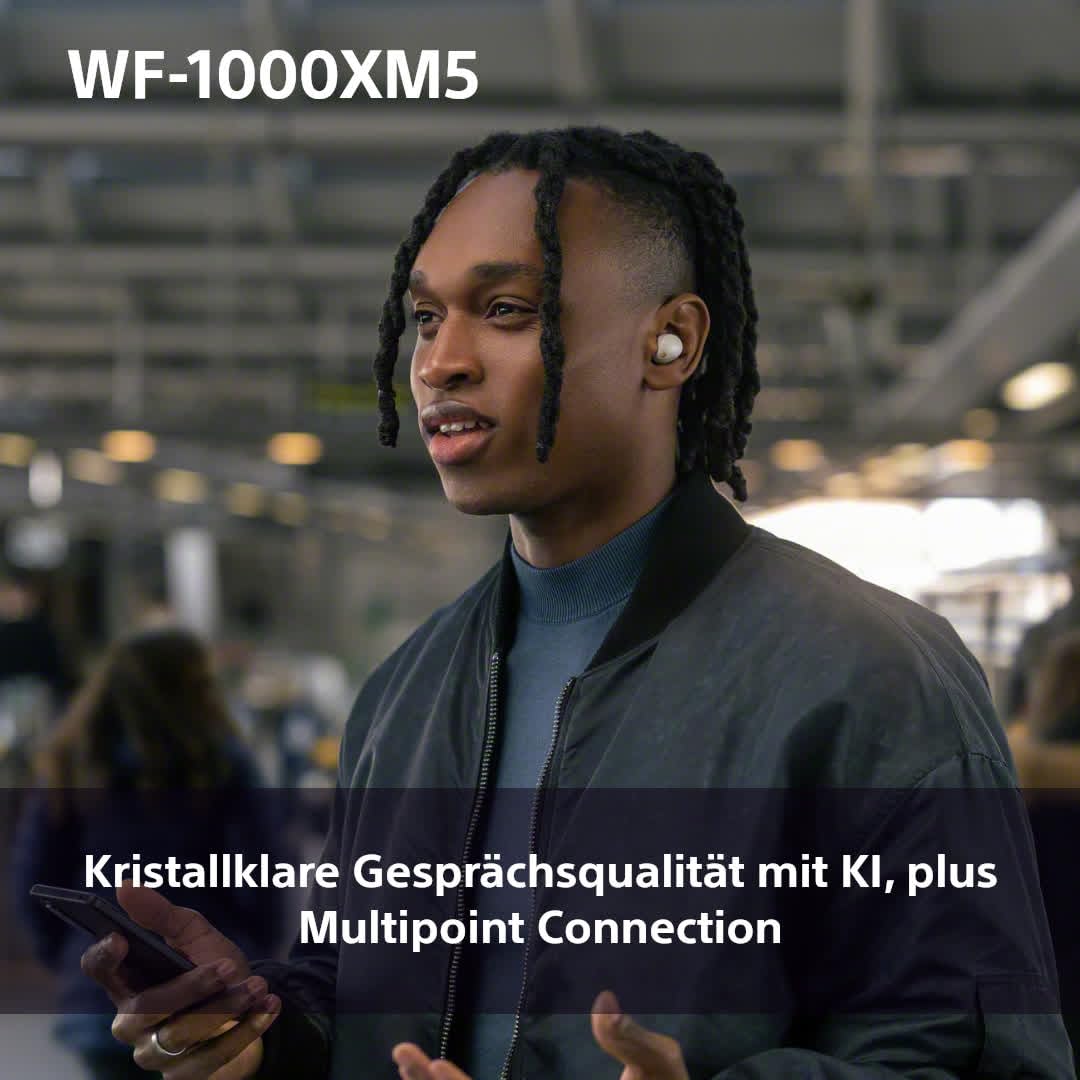 Sony WF-1000XM5 Kabellose Noise Cancelling Kopfhörer, Bluetooth, In-Ear-Kopfhörer, Mikrofon, bis zu 24 Stunden Akkulaufzeit, Schnellladefunktion, IPX4, iOS & Android kompatibel - Schwarz, klein