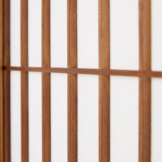 Homestyle4u 161, Paravent Raumteiler 3 teilig, Holz Braun Tabak, Reispapier Weiß, Höhe 175 cm