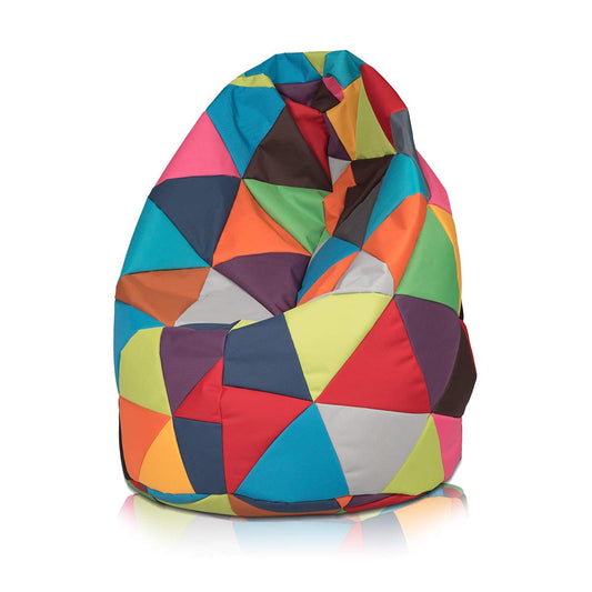 Ecopuf Sitzsack XL Patchwork - Outdoor und Indoor Polyester Bean-Bag mit Anti-Verlust Reißverschluss - 85x135 cm
