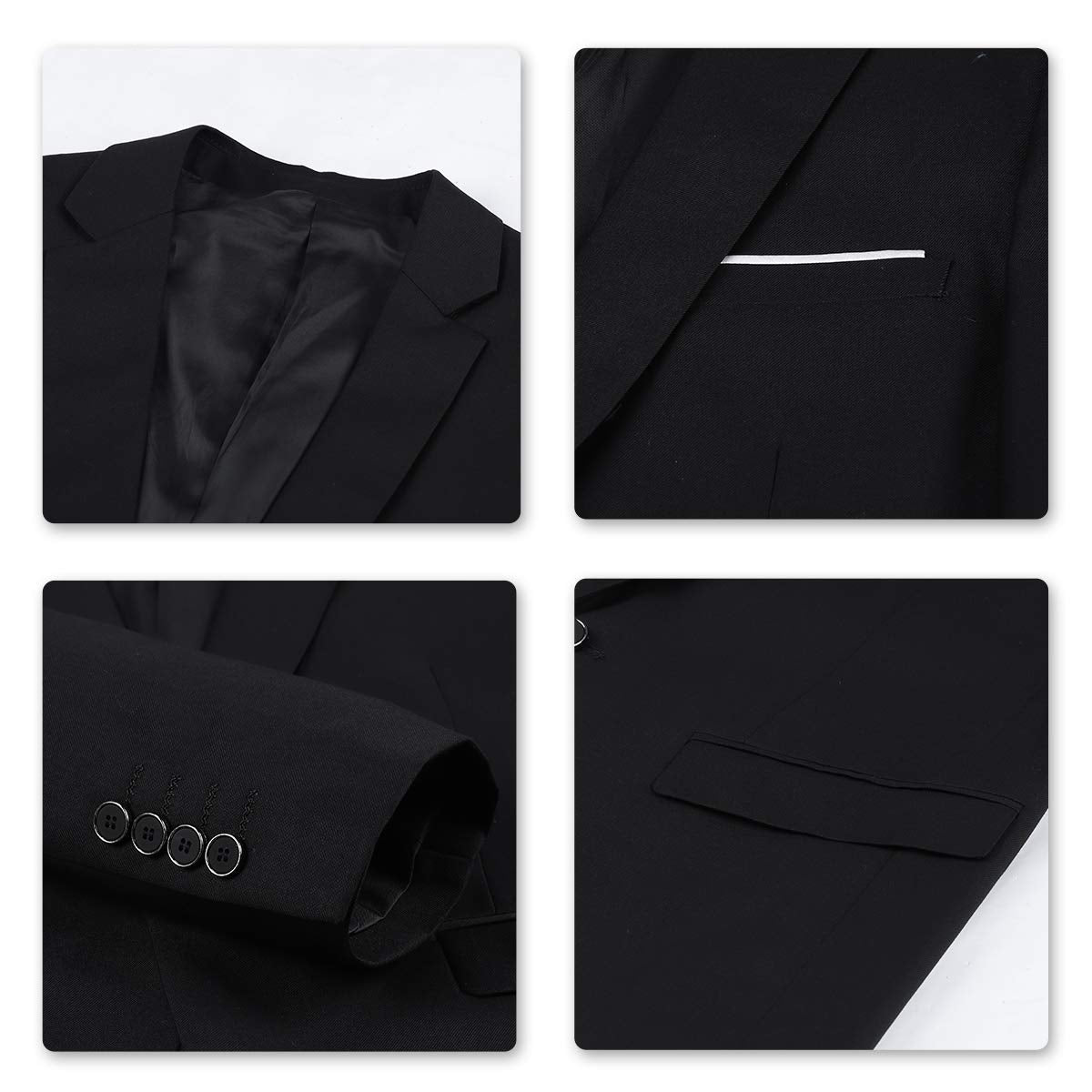 Allthemen Anzug Herren Anzüge Slim Fit 2 Teilig Business Herrenanzug Sakko Hose Schwarz L
