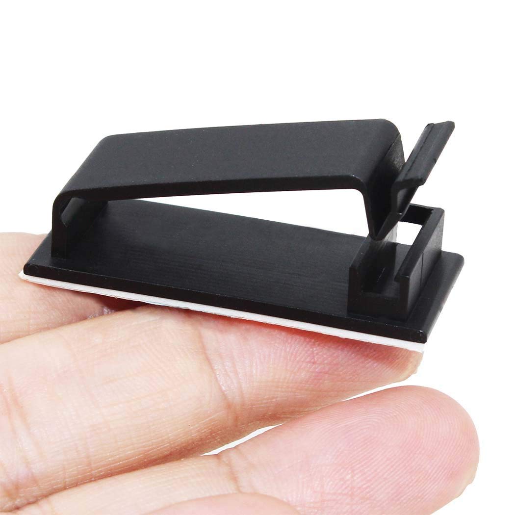 SOULWIT® 50 Stück Stark Selbstklebende kabelmanagement, Kabel Organizer, Kabel Clips für TV, PC, Laptop, Ethernet Kabel, Schreibtisch, Heim, Büro (Schwarz)