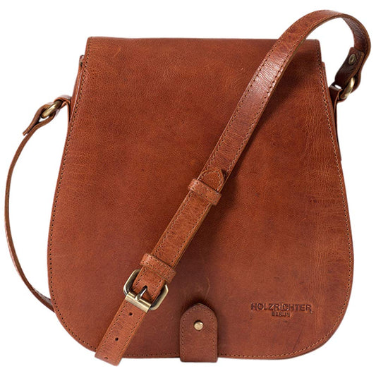 Holzrichter Berlin Umhängetasche No 5-1 (M) - Vintage Hobo Leder-Handtasche & Schultertasche, Damen & Herren - Cognac-Braun
