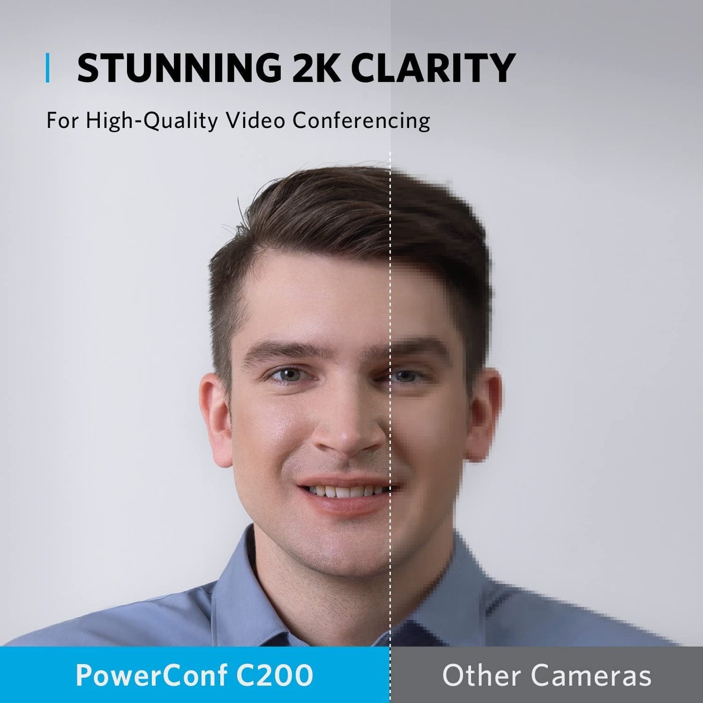 Anker PowerConf C200 2K USB-Webcam, Webcam für Laptops, Mikrofone mit Geräuschunterdrückung und K.I, Stereo-Mikrofone, Regulierbarer Sichtwinkel, Lichtkorrektur, Integrierte Kameraabdeckung