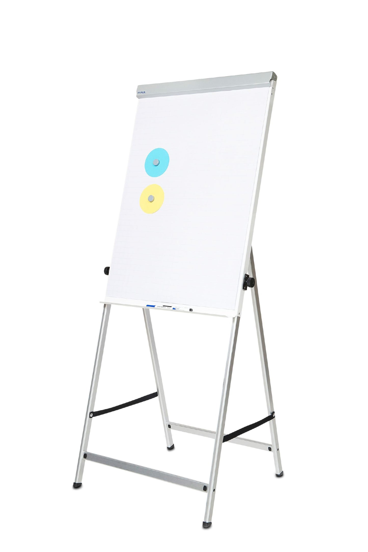 MAUL Flipchart MAULoffice 70 x 100 cm | Stabile Magnettafel mit Vierbein Gestell | Höhenverstellbar | Geeignet für Papier in verschiedenen Formaten | Mit Ablage für Marker und Stifte | Grau