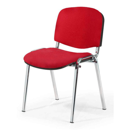 Topsit Büro & More Chrom Besucherstuhl ISO, Bequemer Konferenzstuhl, stapelbar, mit gepolsterter Sitzfläche und Rückenlehne. Einzelner Artikel (Rot)