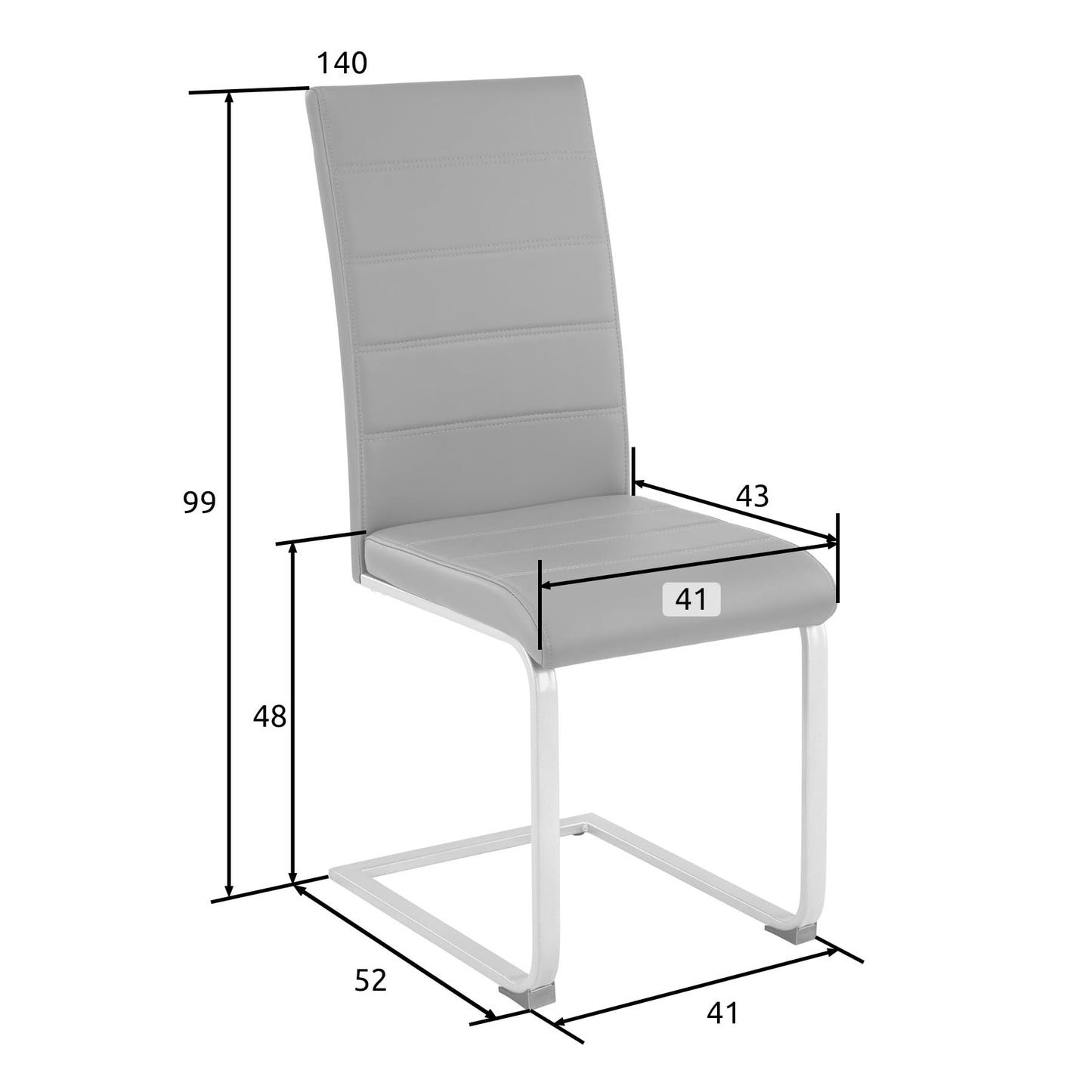 tectake Freischwinger Schwingstuhl, Stuhl 6er Set, Moderne Esszimmerstühle oder Küchenstühle mit strapazierfähigem Kunstleder Bezug - schwarz