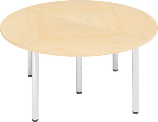 bümö Konferenztisch Kreis-Form 160x160 cm großer Besprechungstisch rund in Ahorn, Besprechungstisch mit Chromfüßen, Meetingtisch für 4 Personen, Tisch für Besprechungsraum & Meeting