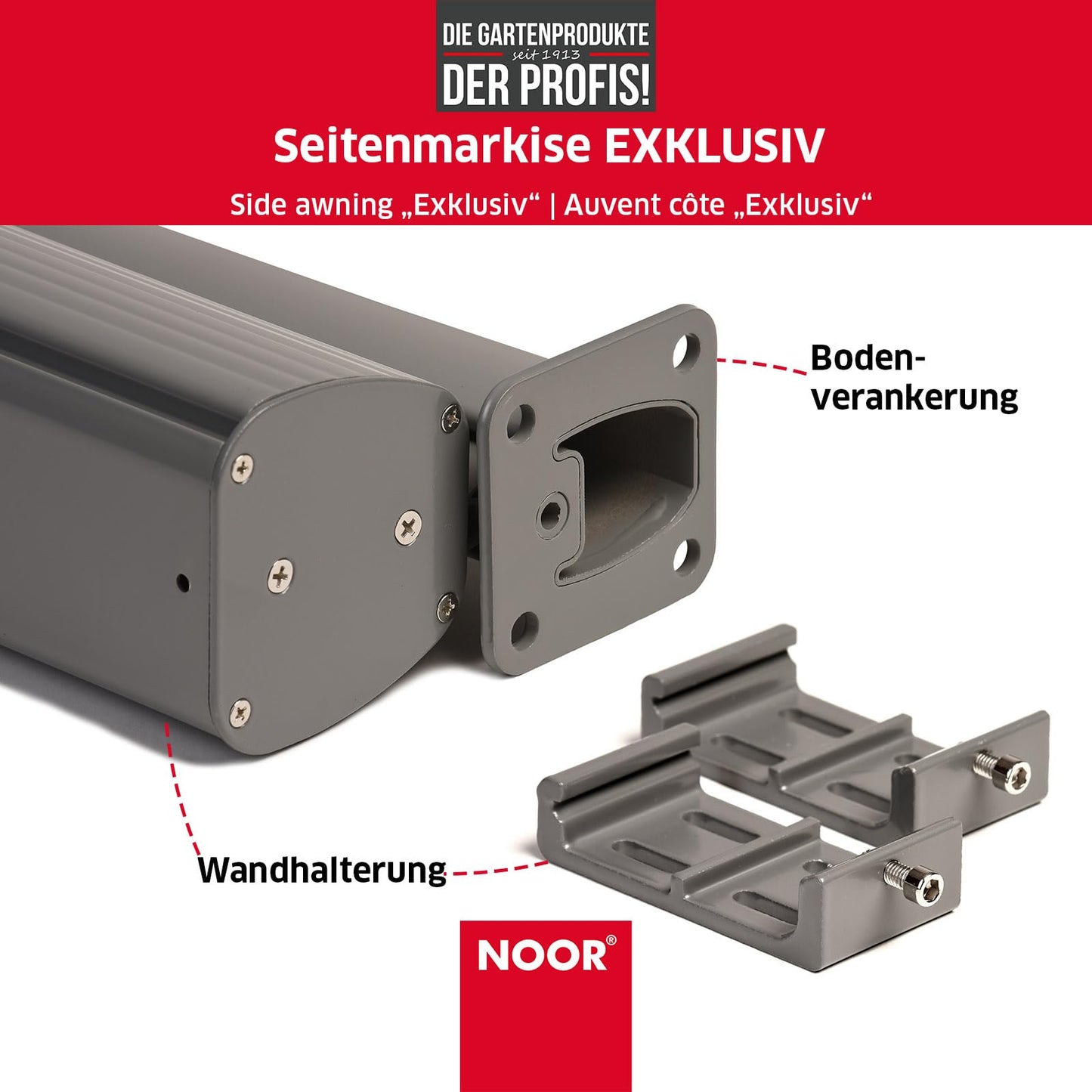 NOOR Seitenmarkise EXKLUSIV 200x350 cm Anthrazit - blickdichter Sichtschutz für Balkon, Terrasse & Garten - ausziehbarer Sonnenschutz/Windschutz inkl. Befestigungen - imprägniert und wasserabweisend