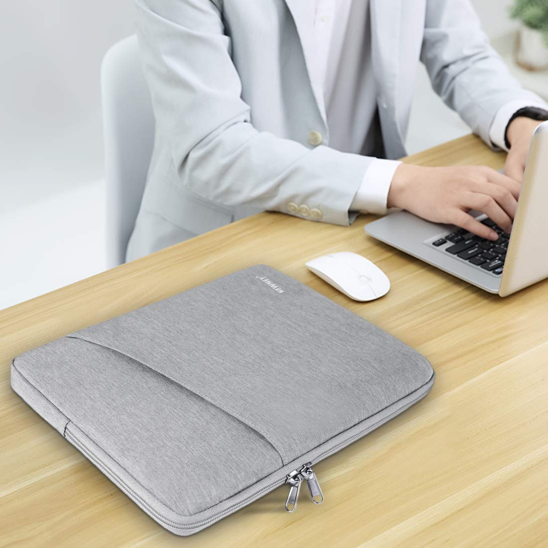 NEWHEY Laptophülle 14 Zoll Stoßfest Laptop Notebook Tasche Hülle Wasserdicht Schutzhülle Sleeve Case Kompatibel 14 mit Klein Fall Grau