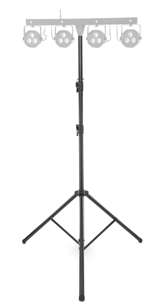 Showlite LS325 Lichtstativ (Standfestes Leuchten- und Boxenstativ für den mobilen Einsatz, max. Traglast: 50 kg, ausziehbar bis 325 cm, Rohrende 35 mm Ø, Aluminium) Schwarz