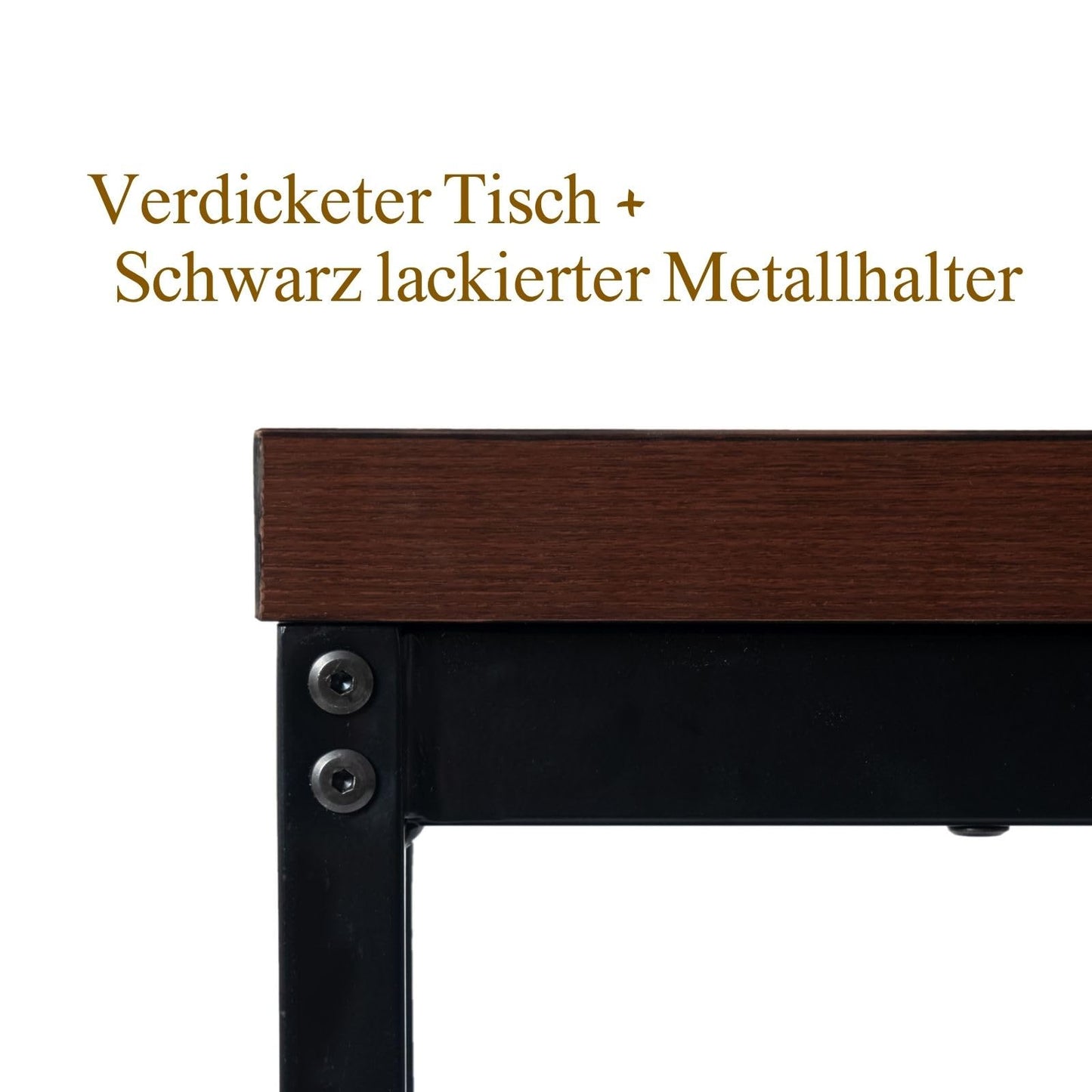 FurnitureR Moderner Konferenztisch Braun, 120 cm Länge mit MDF-Platte und Mattschwarzem Metallgestell für 4 Personen