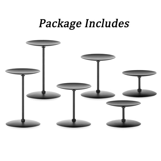 Romadedi Metall Kerzenständer Kerzenhalter Schwarz – für Stumpenkerzen Kerzen Adventskranz 6er Set, Unterschiedlicher Größe Vintage Modern Deko Tischdeko für Weihnachten Hochzeit Wohnzimmer