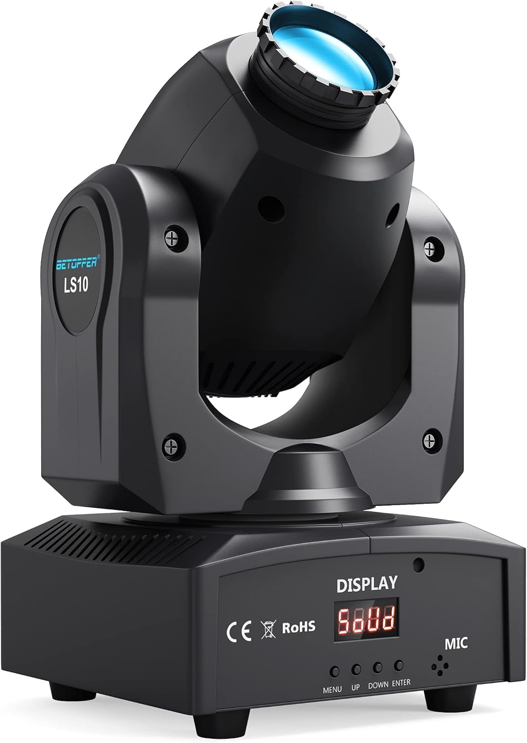 BETOPPER Moving Head Led Partylicht 35W Bühnenlicht mit 8 Gobos und 8 Farben Discolicht Beam DMX 9/11Ch für DJ Bar Club Bühne Halloween Weihnachten Party