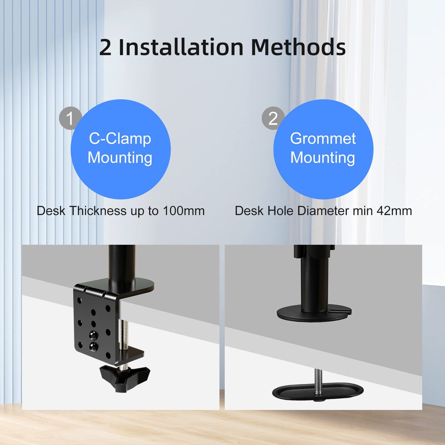 Suptek Einzel Bildschirm Halterung, Monitor Halterung 1 Monitor für 13-32 Zoll Monitor Tischhalterung, Schreibtischhalterung(80cm Stange) Monitorständer & -Arme, Monitorhalterung MD6821