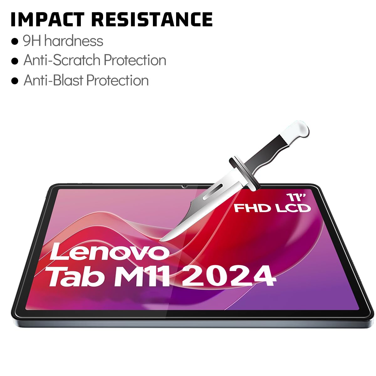GOZOPO Schutzfolie für Lenovo Tab M11 / Tab K11 (2024) 11 Zoll, 9H Härte, hohe Auflösung, Kratzfestigkeit, keine Blasen [2 Stück]
