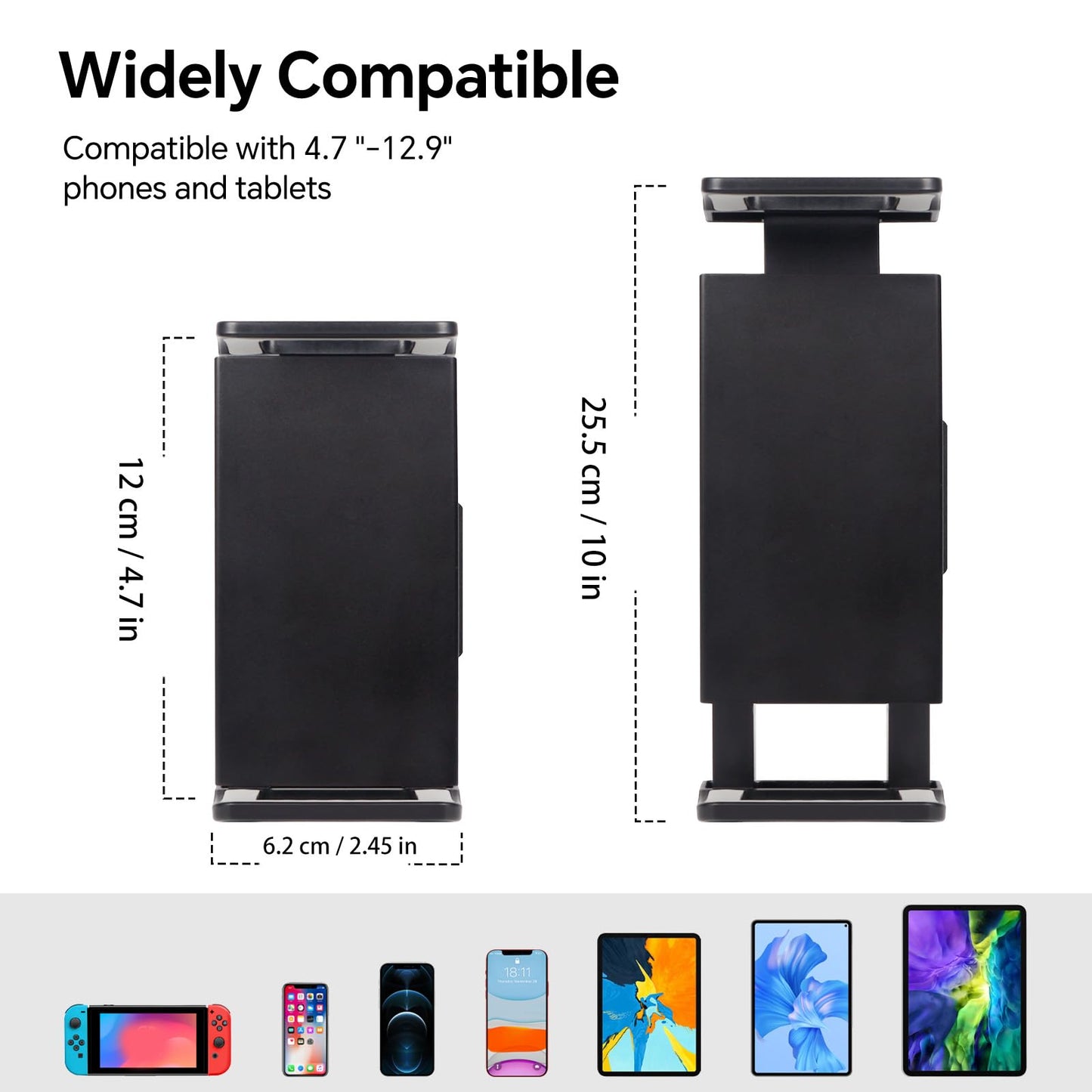 SUNNINGUP Tablet Wandhalterung, Metall iPad Wandhalterung für 4,7"-12.9" Tablet iPad Phone, 360° Drehbare und Stabile iPad Wandhalterung für Küche, Bad, Lager, Schlafzimmer und Lesezimmer