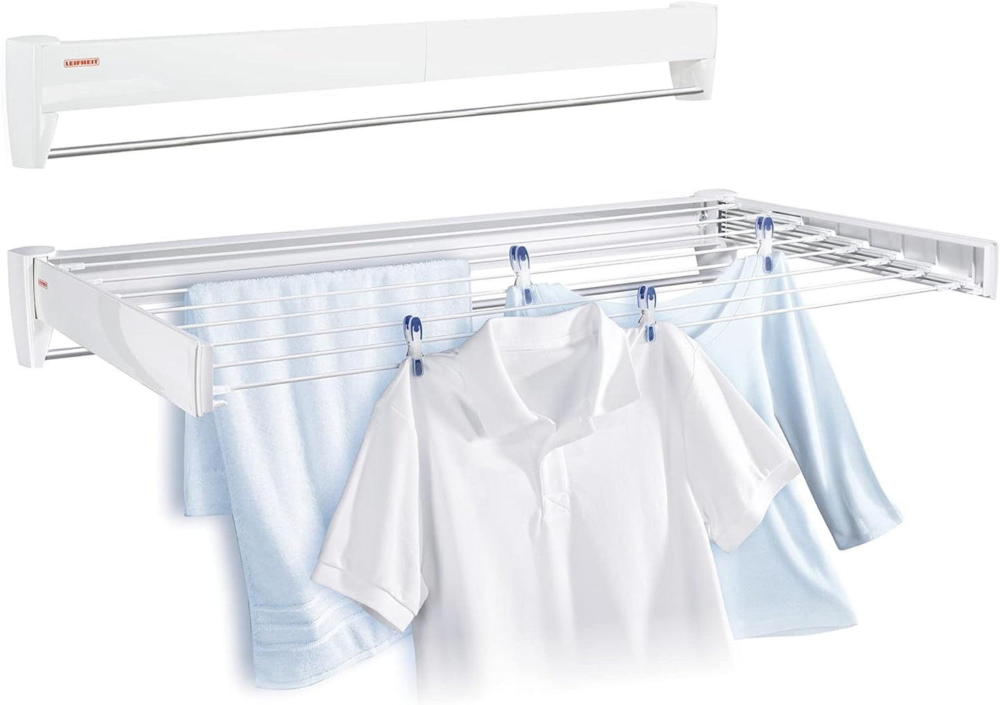 Leifheit Wandtrockner Telegant 81 Protect Plus zum Ausziehen, hängender Wäschetrockner im kleinen, kompakten Format, Wäscheständer ist ausziehbar und ideal fürs Badezimmer oder den Balkon