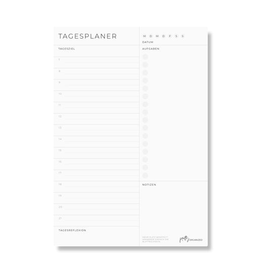 Tagesplaner Block DIN A5 mit To-Do-Liste und Zeitplan | Tagesziel & Tagesreflexion | 50 Seiten | nachhaltig in Deutschland hergestellt (1)