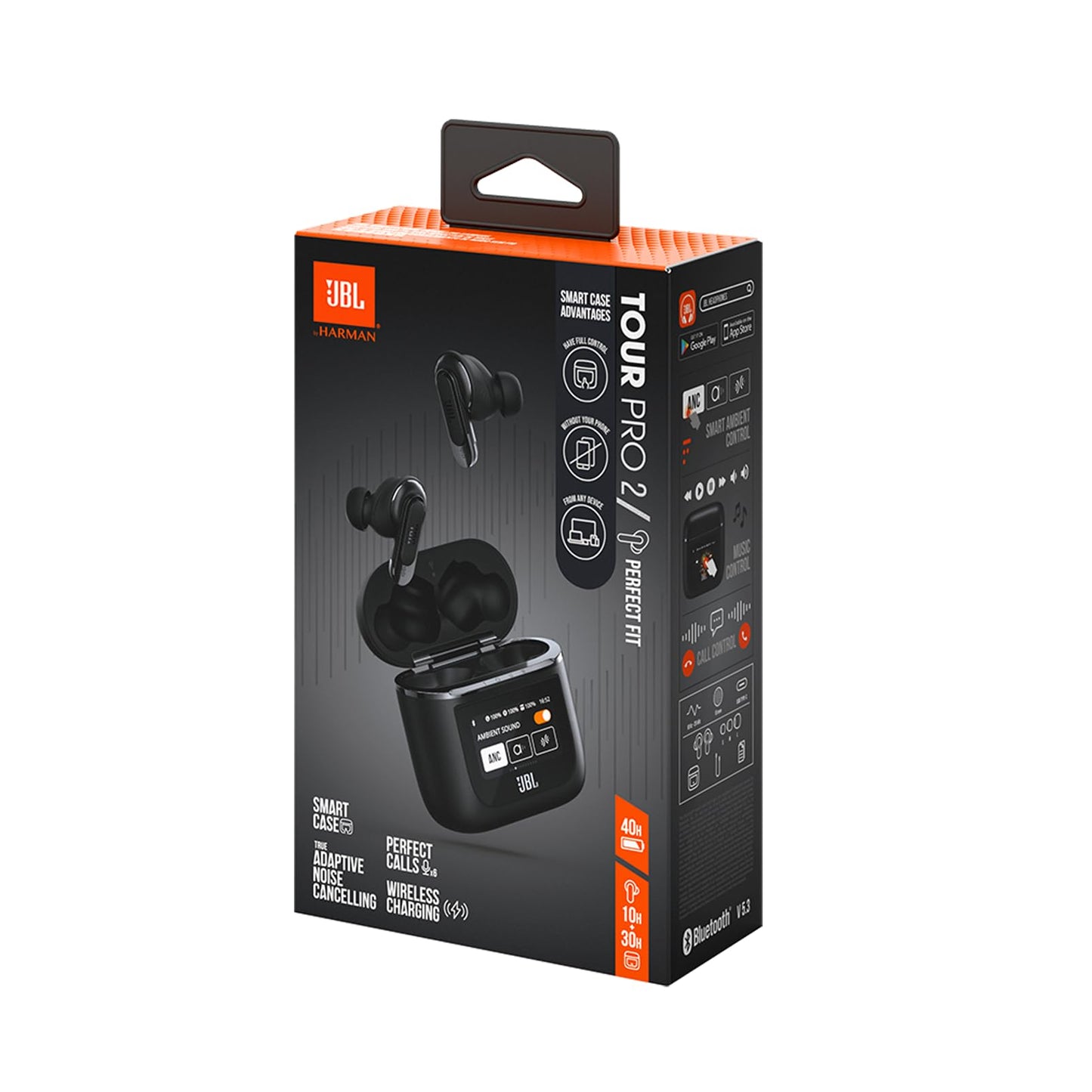 JBL Tour Pro 2 – True Wireless In-Ear Kopfhörer – Bluetooth Kopfhörer mit Active Noise Cancelling und Smart Ladecase in Schwarz – Bis zu 40 Stunden Wiedergabezeit mit nur einer Akkuladung