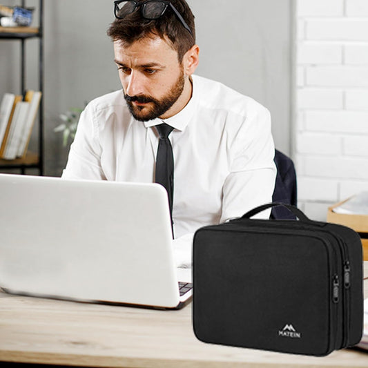 MATEIN Kabel Organizer Tasche, GroßE Kabeltasche Organizer Tech Pouch, Wasserabweisend Elektronik Tasche Cable Organizer Travel Bag für IPAD, Ladegerät, Powerbank, Schwarz