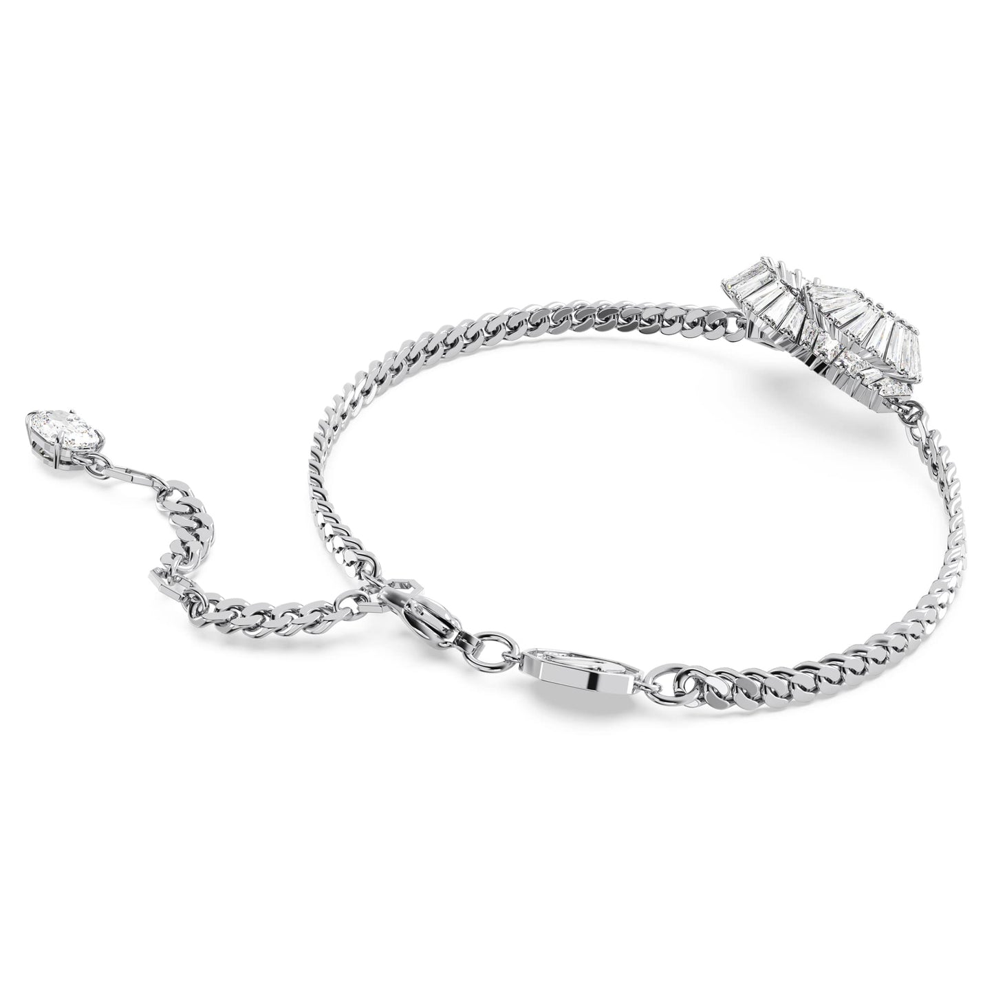 Swarovski Matrix Armband, Rhodiniertes Damenarmband im Herz-Design mit Weißen Kristallen