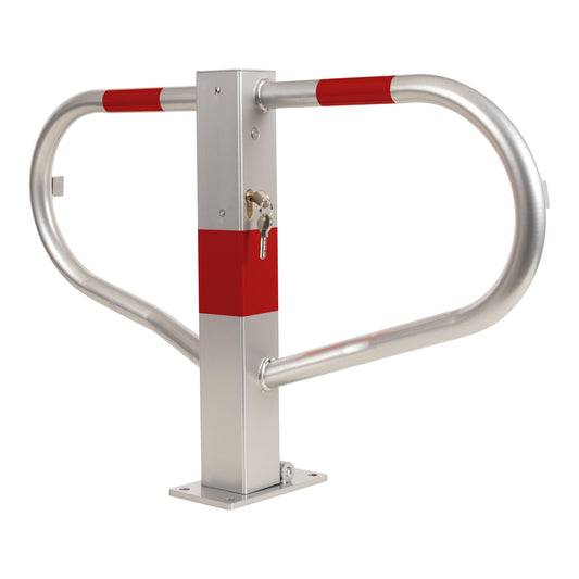STIER Parkbügel, umlegbar, mit Zylinderschloss, 2 Schlüssel im Lieferumfang, stabiles, verzinktes Stahl-Gestell, einfaches automatisches Verschließen