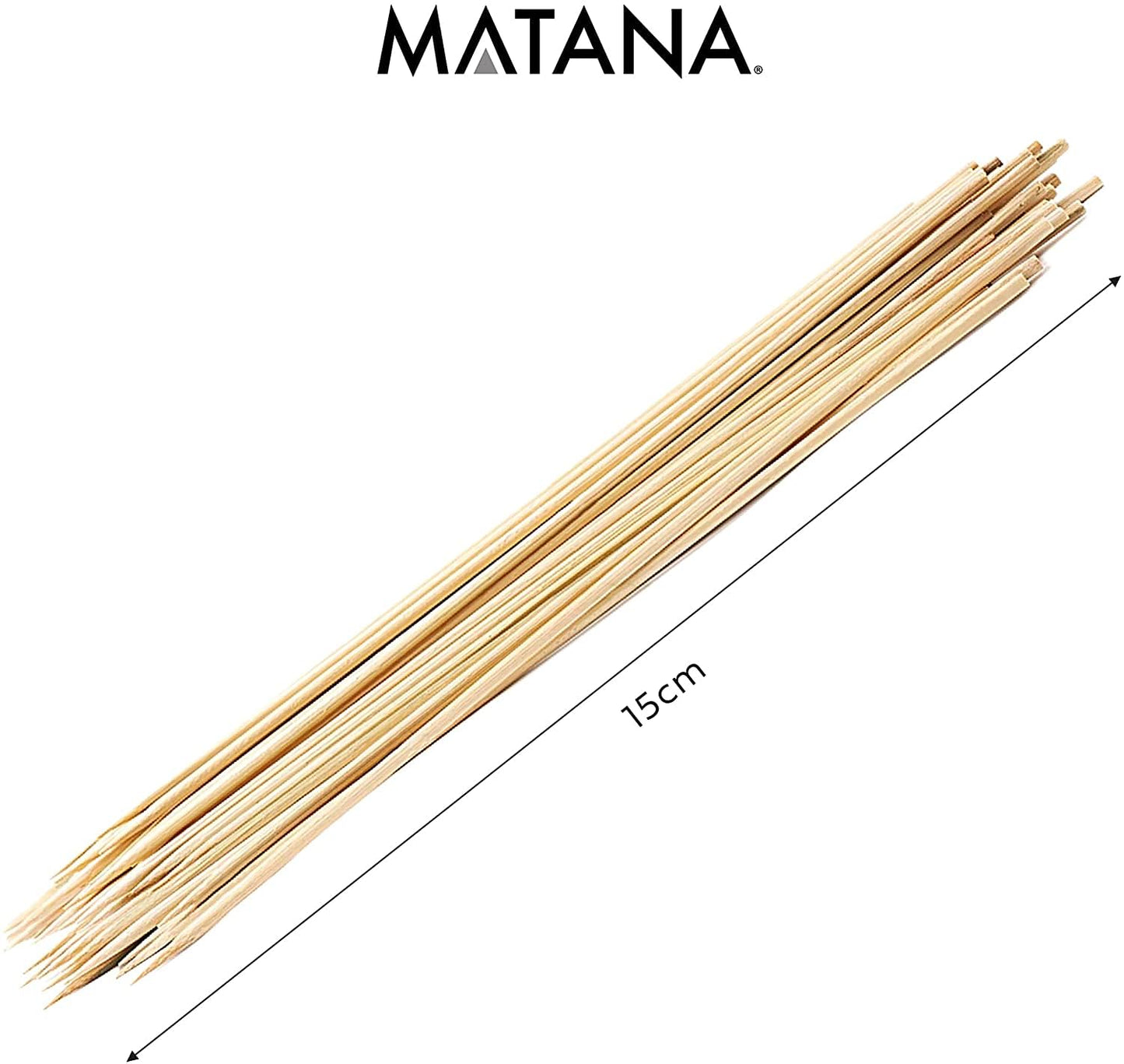 MATANA 500 Schaschlikspieße Holz, 15cm - Holzspieße für Grillpartys, Grillspieße Bambus - Kebab, Schokoladenbrunnen, Fingerfood, Snacks - Stabil & Umweltfreundlich