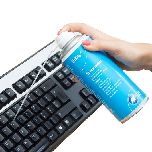 AF Utility Druckluftspray/Druckluftreiniger - Reinigungssprühdose - druckluftspray dose/Druckluft aus der Dose (Air Duster) – PC und Tastatur Reiniger – 2 x 400 ml Packung