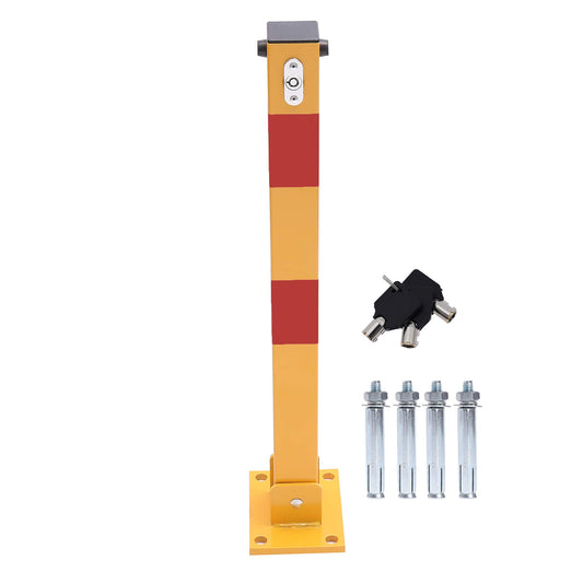 KATSU Parkplatzsperre Poller Parkpfosten für Autoparkplätze abschließbarer herunterklappbarer Parkplatz-Sperrpoller, Privater Parkplatz, gelbe und rote, Oberes Schloss, 60cm Höhe