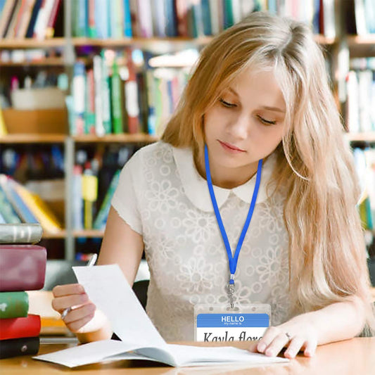 Antspirit Lanyard aus Baumwolle mit Clip, flacher Lanyard mit Drehhaken, Lanyards für Schlüsselketten, Ausweis-Badge-Clip, 81,2 cm, 50 Stück 50 blau