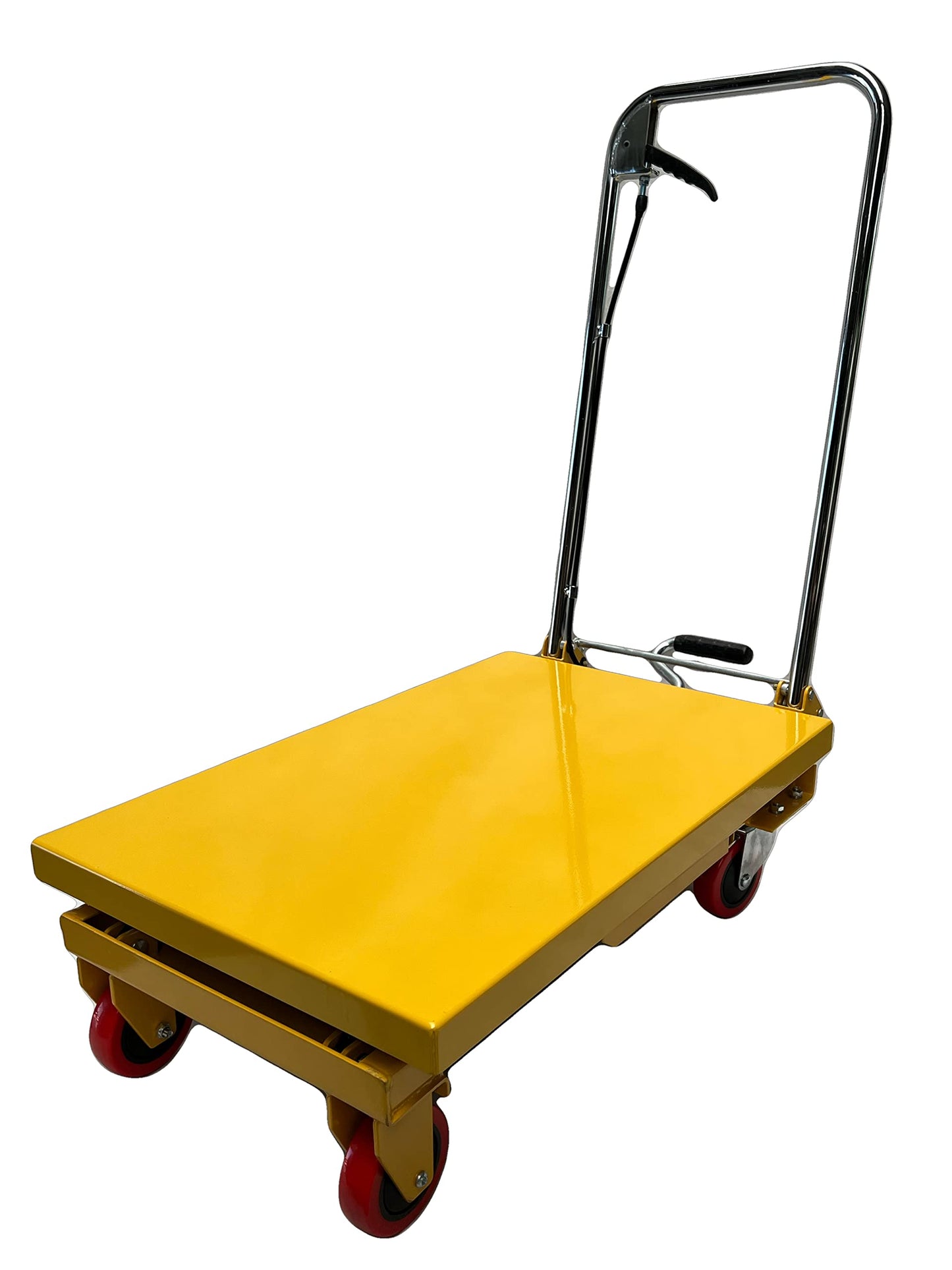 Kraftwelle 150 kg Traglast Hydraulik Scherenhubtisch mobiler Hubwagen Hubtischwagen Plattformwagen Hebebühne mit 4 Polyamid Rollen Gelb