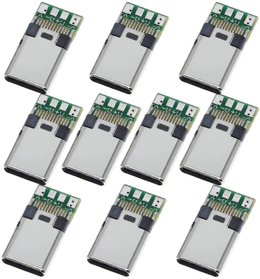 PENGLIN 10 STÜCKE USB 3.1 Typ C Stecker 24 Pins Stecker Adapter zum Löten von Draht und Kabel 24P PCB Board Support-Modul