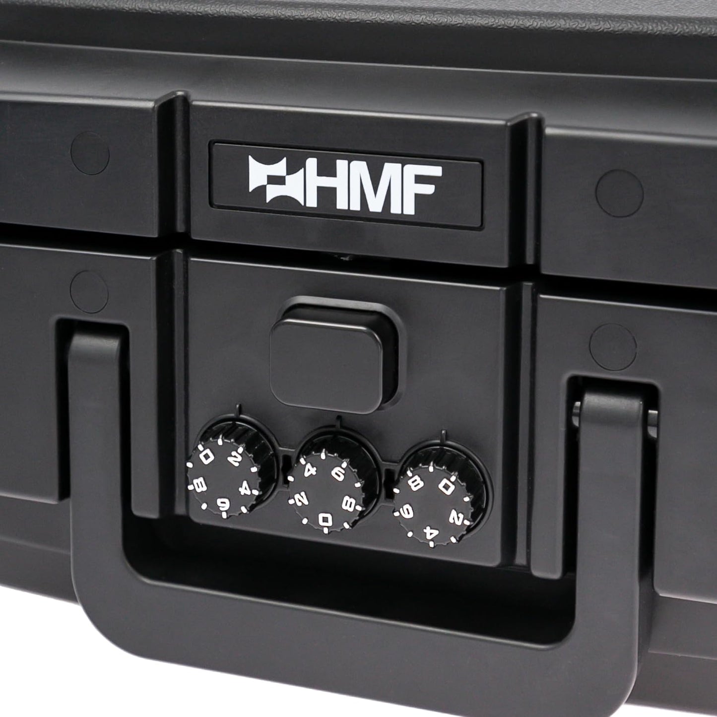 HMF 250437 Feuerfeste Wasserdichte Dokumentenbox mit Zahlenschloss | DIN A4 | 44,5 x 16,5 x 33 cm | Schwarz