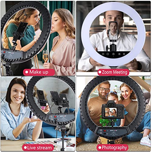 21 Zoll LED Ringlicht mit Stativständer, großes Ringlicht mit Touch Panel für YouTube Vlog Videoaufnahmen, Makeup Studio Portrait mit Fernbedienung, CRI>97