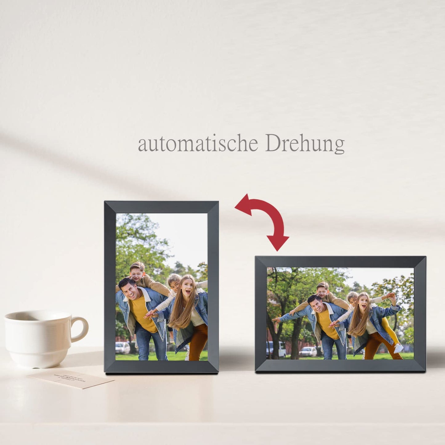 Aorpdd Digitaler Bilderrahmen WLAN 10.1 Zoll, HD IPS-Touchscreen Elektronischer Bilderrahmen mit 32 GB Speicher, Automatische Drehung, Teilen von Fotos oder Videos überall über Frameo App
