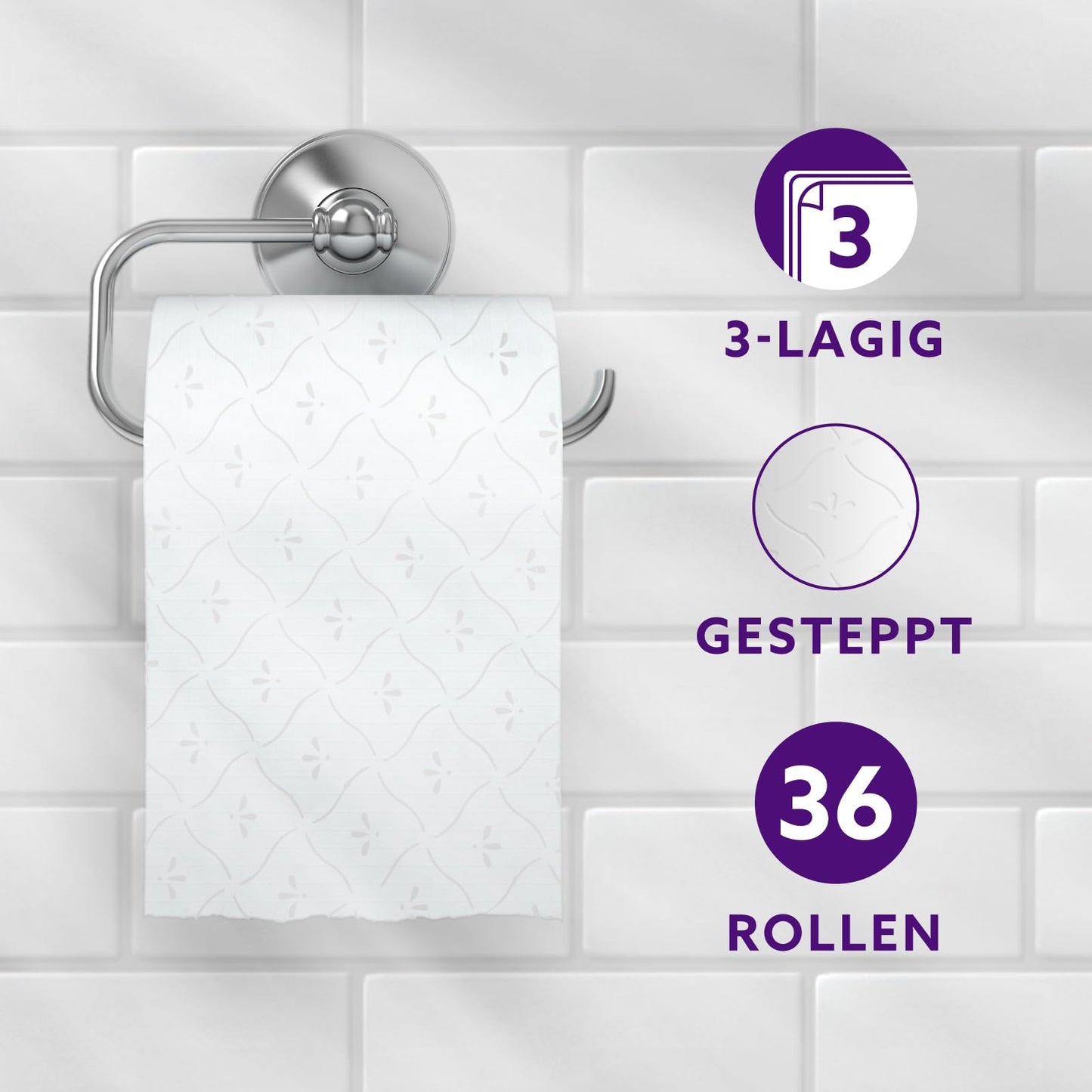 by Amazon Toilettenpapier, 3-lagig Gestepptes, Samtig Weich, 36 Rollen (9 Rollen, 4-er Pack), 200 Blätter pro Rolle, FSC-Zertifiziert