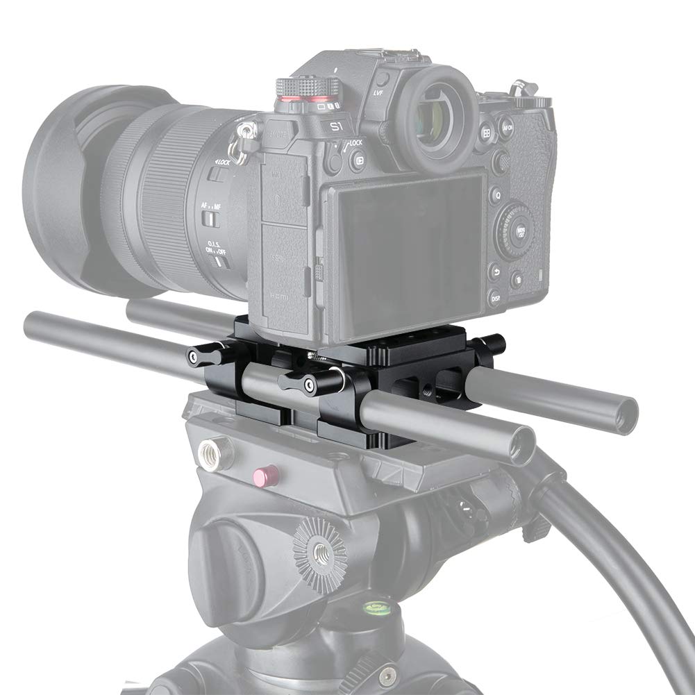 NICEYRIG Stativ Bodenplatte Montageplatte mit 15mm Stabklemme für DSLR Kamera Rig 15mm Stangenstützsystem