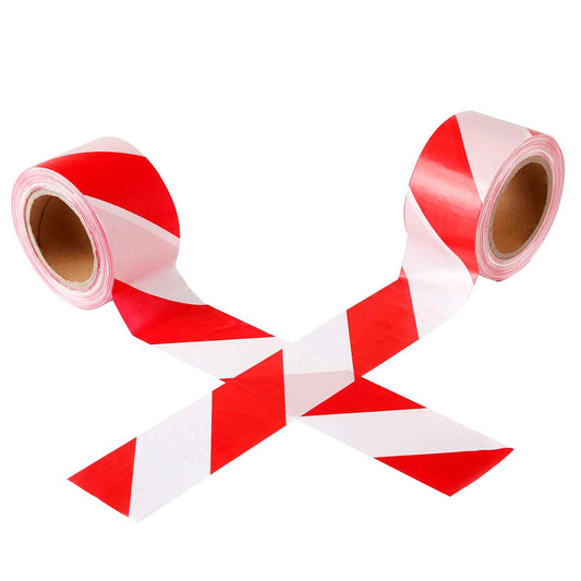 TopSoon Nicht-Adhäsives Polyethylen Warn Barrier Band 2.8inch x 660ft Rot und Weiß Gefahrenwarnband Klebeband für Gefahrenbau Polizei Tatort