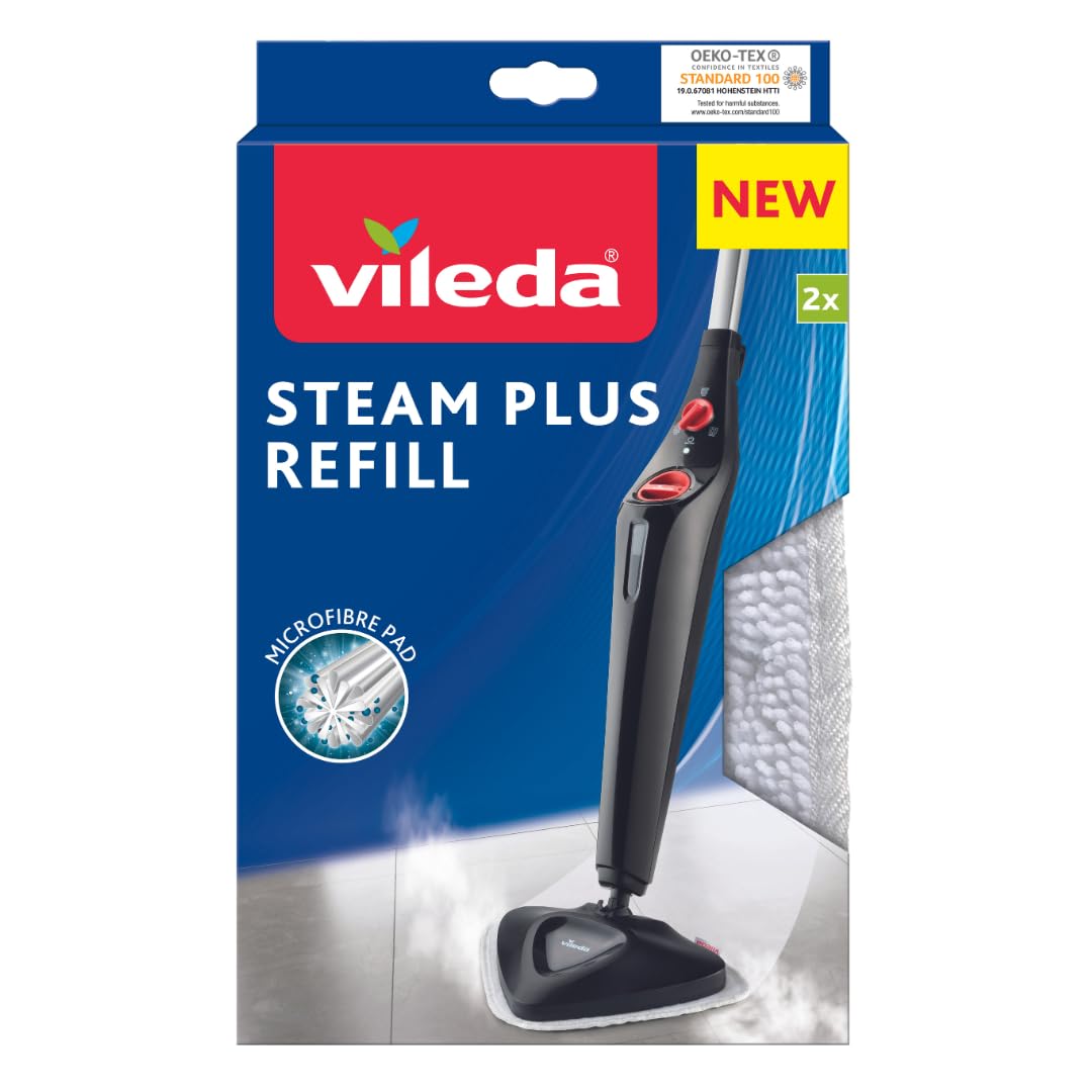 Vileda Steam Dampfreiniger Ersatzpads, Wischbezug aus Mikrofasern, für alle Böden, 2er Pack