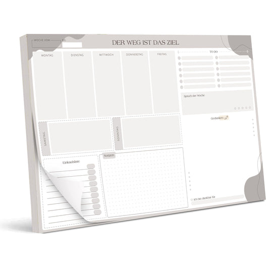 BIROYAL Wochenplaner Block Undatiert A3-50 Seiten Weekly Planner mit To Do Liste - Wochenkalender - Wochen Planer mit Wochenübersicht & Einkaufsliste - Schreibtischunterlage für Aufgaben & Termine