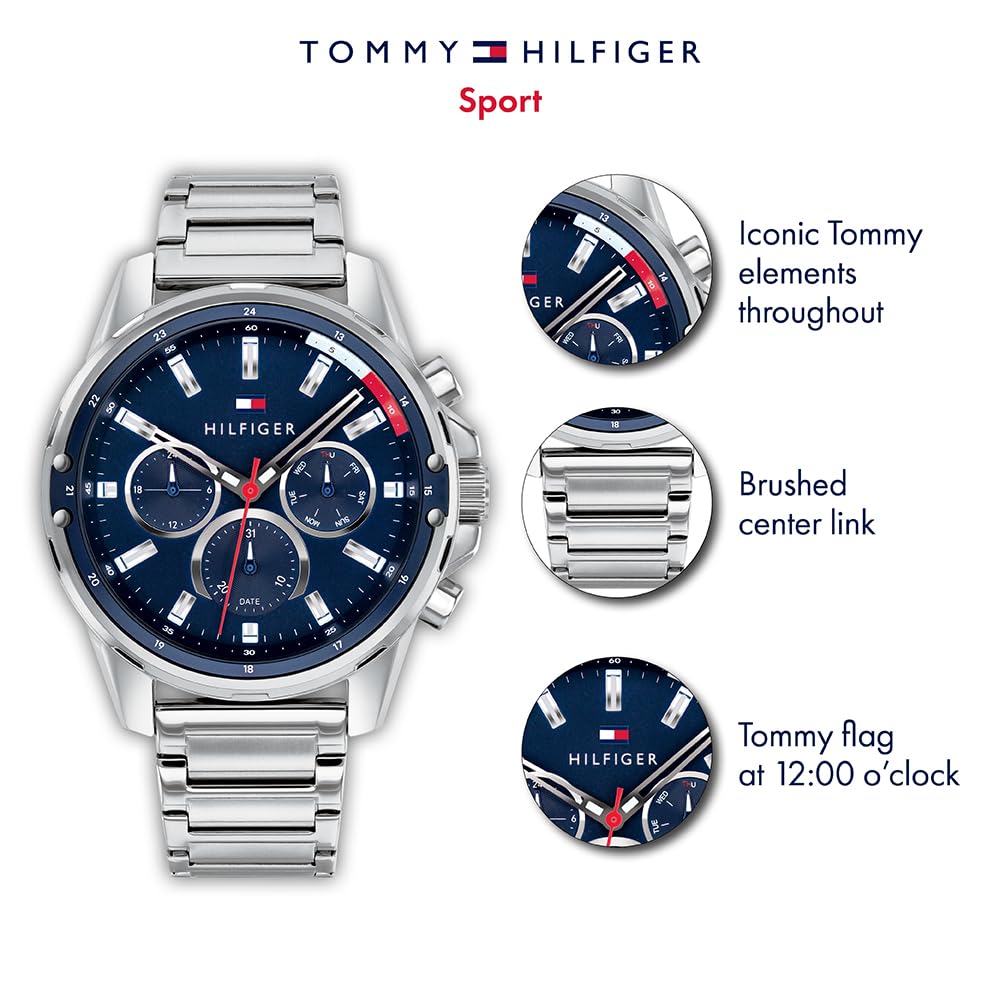 Tommy Hilfiger Multi Zifferblatt Quarz Uhr für Herren mit Edelstahl- oder Silikonarmband