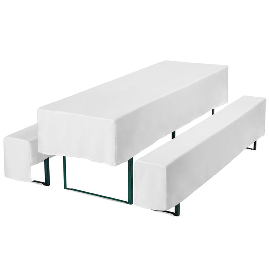 Gräfenstayn® Valentin - Biertischhussen-Set 3 TLG für Bierzeltgarnitur - 50cm oder 70cm Tischbreite - mit Öko-Tex Siegel Standard 100 : "Geprüftes Vertrauen 30571 (Weiß, 70x220cm)