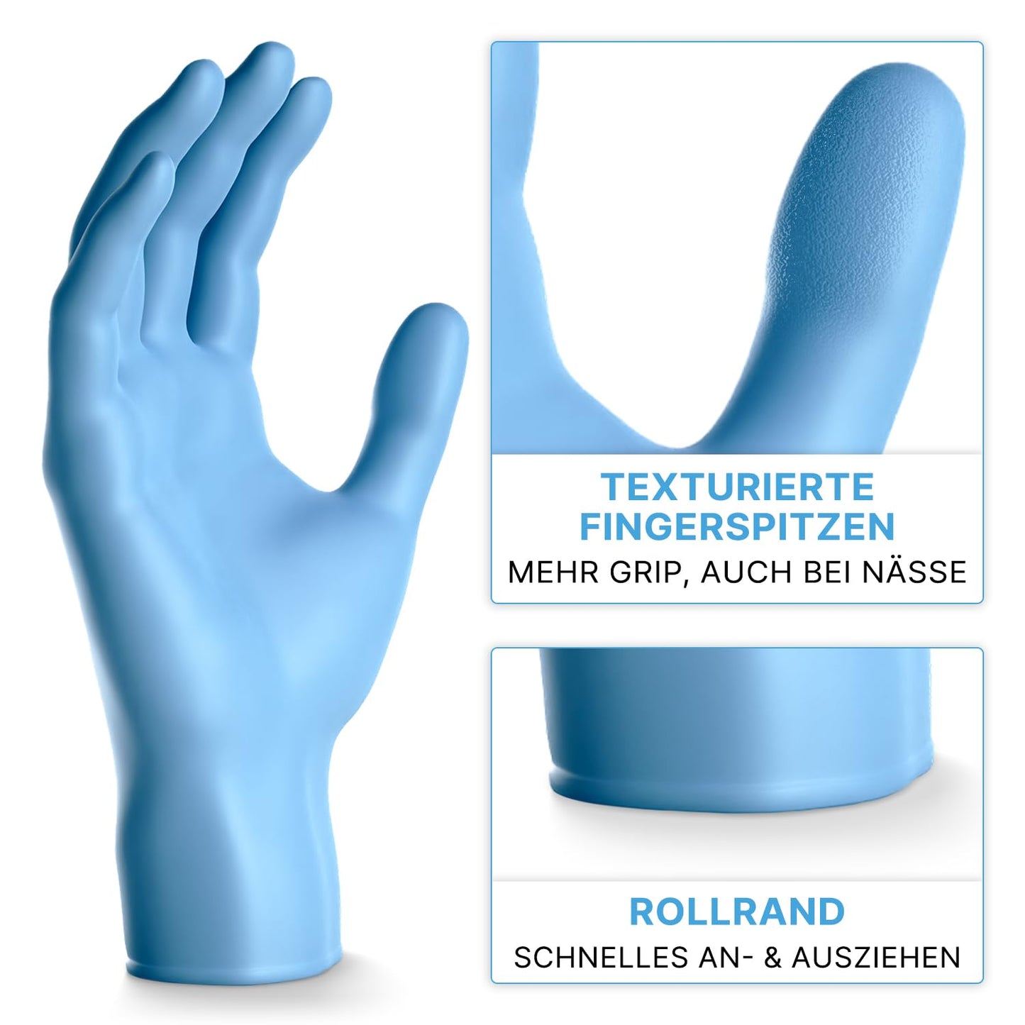 ARNOMED Nitril Einweghandschuhe 100 Stück/Box, XL, puderfreie & latexfreie Einmalhandschuhe, Blaue Nitrilhandschuhe, in Gr. XS, S, M, L, XL & XXL verfügbar
